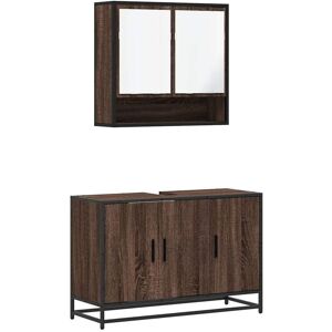 Vidaxl - 2 Piece Bathroom Furniture Set Brown Oak Engineered Wood Vidaxl - 2 Piece Bathroom Furniture Set Brown Oak Engineered Wood