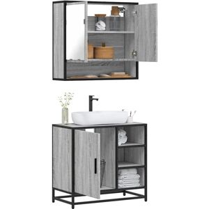 2 Piece Bathroom Furniture Set Grey Sonoma Engineered Wood vidaXL 2 Piece Bathroom Furniture Set Grey Sonoma Engineered Wood vidaXL