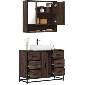 Vidaxl - 2 Piece Bathroom Furniture Set Brown Oak Engineered Wood Vidaxl - 2 Piece Bathroom Furniture Set Brown Oak Engineered Wood