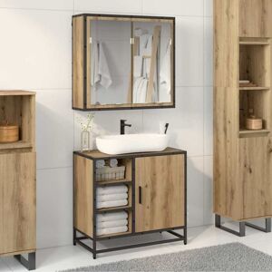 Bathroom Furniture Set 2 pcs Artisan Oak Engineered Wood vidaXL Bathroom Furniture Set 2 pcs Artisan Oak Engineered Wood vidaXL