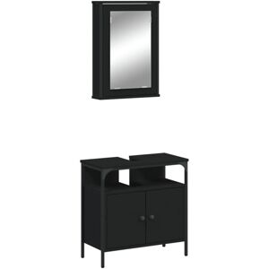 vidaXL Black Bathroom Furniture Set 2 Piece - Bathroom Furniture vidaXL Black Bathroom Furniture Set 2 Piece - Bathroom Furniture