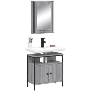 Vidaxl - 2 Piece Bathroom Furniture Set Grey Sonoma Engineered Wood Vidaxl - 2 Piece Bathroom Furniture Set Grey Sonoma Engineered Wood