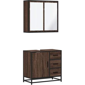Vidaxl - 2 Piece Bathroom Furniture Set Brown Oak Engineered Wood Vidaxl - 2 Piece Bathroom Furniture Set Brown Oak Engineered Wood