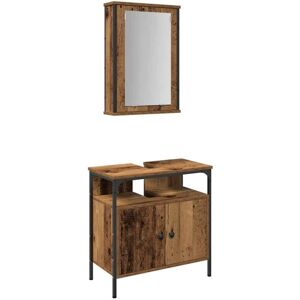 Bathroom Furniture Set with Storage 2 pcs Brown Engineered wood vidaXL Bathroom Furniture Set with Storage 2 pcs Brown Engineered wood vidaXL