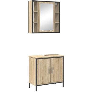 Vidaxl - Bathroom Furniture Set with Shelf 2 pcs Brown 60 x 30 x 60 cm Vidaxl - Bathroom Furniture Set with Shelf 2 pcs Brown 60 x 30 x 60 cm