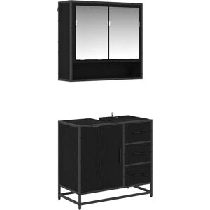 Bathroom Furniture Set 2 pcs Black Oak Engineered Wood vidaXL Bathroom Furniture Set 2 pcs Black Oak Engineered Wood vidaXL