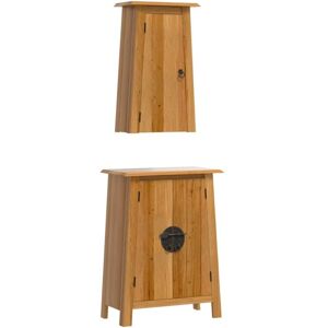 vidaXL Bathroom Furniture Set 2 Piece Storage Sink Cabinet Solid Wood Pine - Bathroom Furniture Set vidaXL Bathroom Furniture Set 2 Piece Storage Sink Cabinet Solid Wood Pine - Bathroom Furniture Set