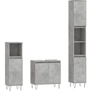 Vidaxl - 3 Piece Bathroom Cabinet Set Concrete Grey Engineered Wood Vidaxl - 3 Piece Bathroom Cabinet Set Concrete Grey Engineered Wood