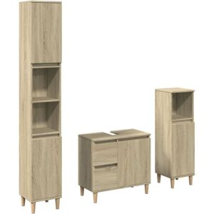 Vidaxl - 3 Piece Bathroom Furniture Set Sonoma Oak Engineered Wood Vidaxl - 3 Piece Bathroom Furniture Set Sonoma Oak Engineered Wood
