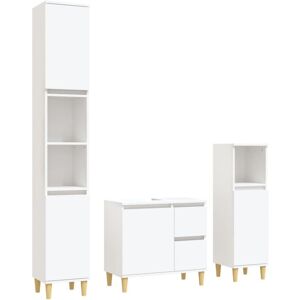 Vidaxl - 3 Piece Bathroom Cabinet Set White Engineered Wood Vidaxl - 3 Piece Bathroom Cabinet Set White Engineered Wood