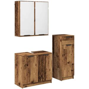 Bathroom Furniture Set with Door 3 pcs Old Wood Engineered Wood vidaXL Bathroom Furniture Set with Door 3 pcs Old Wood Engineered Wood vidaXL