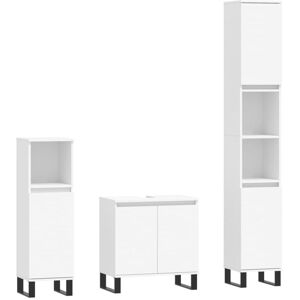 Vidaxl - 3 Piece Bathroom Cabinet Set White Engineered Wood Vidaxl - 3 Piece Bathroom Cabinet Set White Engineered Wood