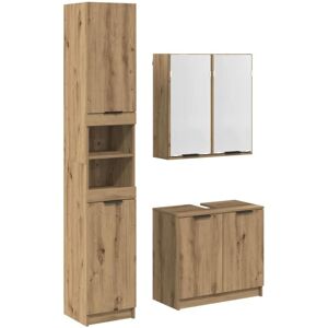 Bathroom Cabinet Set with Shelf Artisan Oak Engineered Wood vidaXL Bathroom Cabinet Set with Shelf Artisan Oak Engineered Wood vidaXL