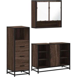 Vidaxl - 3 Piece Bathroom Furniture Set Brown Oak Engineered Wood Vidaxl - 3 Piece Bathroom Furniture Set Brown Oak Engineered Wood