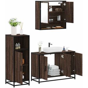 Vidaxl - 3 Piece Bathroom Furniture Set Brown Oak Engineered Wood Vidaxl - 3 Piece Bathroom Furniture Set Brown Oak Engineered Wood