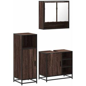 Vidaxl - 3 Piece Bathroom Furniture Set Brown Oak Engineered Wood Vidaxl - 3 Piece Bathroom Furniture Set Brown Oak Engineered Wood