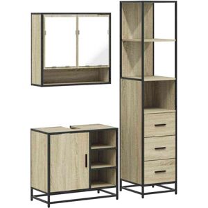 3 Piece Bathroom Furniture Set Sonoma Oak Engineered Wood Vidaxl 3 Piece Bathroom Furniture Set Sonoma Oak Engineered Wood Vidaxl