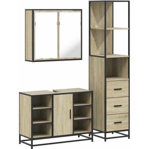 3 Piece Bathroom Furniture Set Sonoma Oak Engineered Wood Vidaxl 3 Piece Bathroom Furniture Set Sonoma Oak Engineered Wood Vidaxl