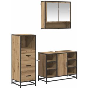 Bathroom Furniture Set 3 pcs Artisan oak Engineered wood vidaXL Bathroom Furniture Set 3 pcs Artisan oak Engineered wood vidaXL