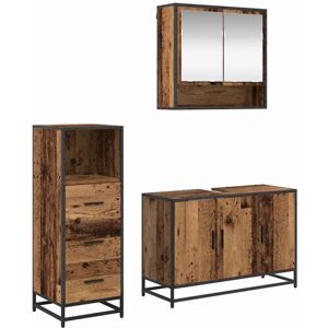 Bathroom Furniture Set with Door 3 pcs Old wood Engineered wood vidaXL Bathroom Furniture Set with Door 3 pcs Old wood Engineered wood vidaXL