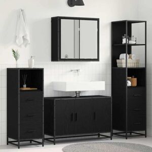 Bathroom Furniture Set 3 pcs Black Oak Engineered Wood vidaXL Bathroom Furniture Set 3 pcs Black Oak Engineered Wood vidaXL