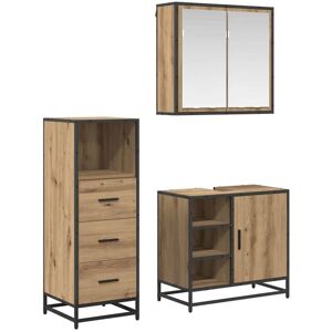 Bathroom Furniture Set 3 pcs Artisan oak Engineered wood vidaXL Bathroom Furniture Set 3 pcs Artisan oak Engineered wood vidaXL