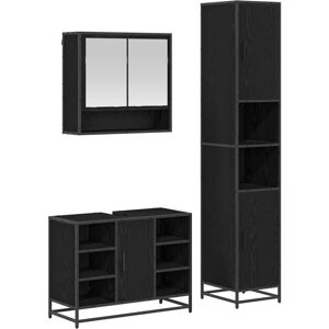 Bathroom Furniture Set 3 pcs Black Oak Engineered Wood vidaXL Bathroom Furniture Set 3 pcs Black Oak Engineered Wood vidaXL