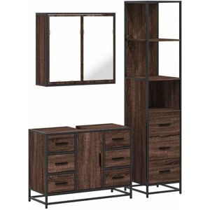 Vidaxl - 3 Piece Bathroom Furniture Set Brown Oak Engineered Wood Vidaxl - 3 Piece Bathroom Furniture Set Brown Oak Engineered Wood