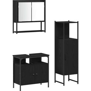 Vidaxl - Bathroom Furniture Set with Door 3 pcs Black 33 x 33 x 120.5 cm Vidaxl - Bathroom Furniture Set with Door 3 pcs Black 33 x 33 x 120.5 cm