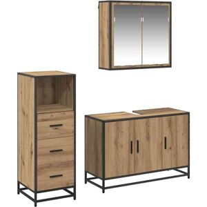 Bathroom Furniture Set 3 pcs Artisan oak Engineered wood vidaXL Bathroom Furniture Set 3 pcs Artisan oak Engineered wood vidaXL