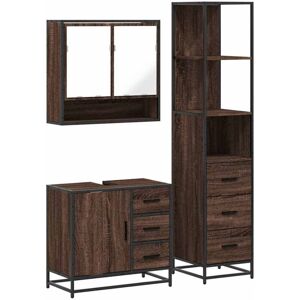 Vidaxl - 3 Piece Bathroom Furniture Set Brown Oak Engineered Wood Vidaxl - 3 Piece Bathroom Furniture Set Brown Oak Engineered Wood