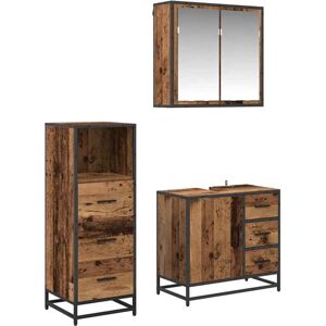 Bathroom Furniture Set with Door 3 pcs Old wood Engineered wood vidaXL Bathroom Furniture Set with Door 3 pcs Old wood Engineered wood vidaXL