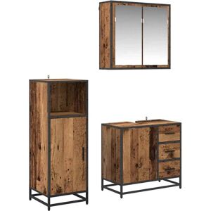 Bathroom Furniture Set with Door 3 pcs Old wood Engineered wood vidaXL Bathroom Furniture Set with Door 3 pcs Old wood Engineered wood vidaXL