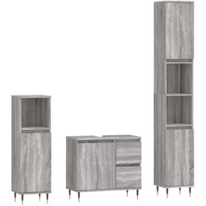 Vidaxl - 3 Piece Bathroom Furniture Set Grey Sonoma Engineered Wood Vidaxl - 3 Piece Bathroom Furniture Set Grey Sonoma Engineered Wood