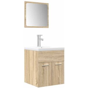 3 Piece Bathroom Furniture Set Sonoma Oak Engineered Wood vidaXL 3 Piece Bathroom Furniture Set Sonoma Oak Engineered Wood vidaXL