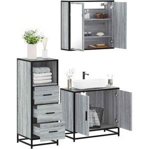 Vidaxl - 3 Piece Bathroom Furniture Set Grey Sonoma Engineered Wood Vidaxl - 3 Piece Bathroom Furniture Set Grey Sonoma Engineered Wood