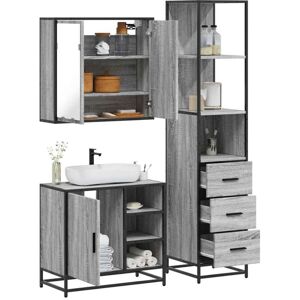 Vidaxl - 3 Piece Bathroom Furniture Set Grey Sonoma Engineered Wood Vidaxl - 3 Piece Bathroom Furniture Set Grey Sonoma Engineered Wood