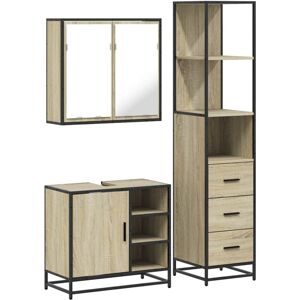 3 Piece Bathroom Furniture Set Sonoma Oak Engineered Wood Vidaxl 3 Piece Bathroom Furniture Set Sonoma Oak Engineered Wood Vidaxl