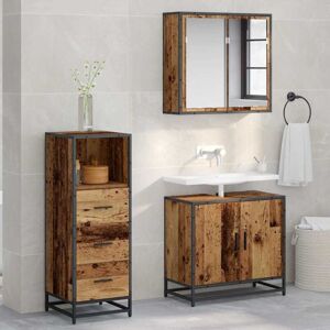Bathroom Furniture Set with Door 3 pcs Old wood Engineered wood vidaXL Bathroom Furniture Set with Door 3 pcs Old wood Engineered wood vidaXL