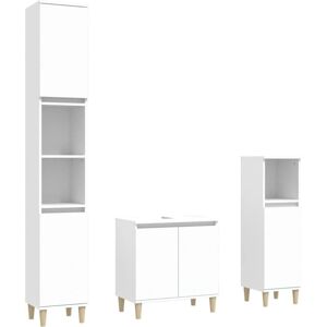Vidaxl - 3 Piece Bathroom Furniture Set White Engineered Wood Vidaxl - 3 Piece Bathroom Furniture Set White Engineered Wood