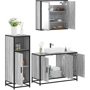 Vidaxl - 3 Piece Bathroom Furniture Set Grey Sonoma Engineered Wood Vidaxl - 3 Piece Bathroom Furniture Set Grey Sonoma Engineered Wood