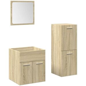 Vidaxl - 3 Piece Bathroom Furniture Set Sonoma Oak Engineered Wood Vidaxl - 3 Piece Bathroom Furniture Set Sonoma Oak Engineered Wood