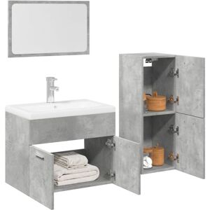 3 Piece Bathroom Furniture Set Concrete Grey Engineered Wood vidaXL 3 Piece Bathroom Furniture Set Concrete Grey Engineered Wood vidaXL