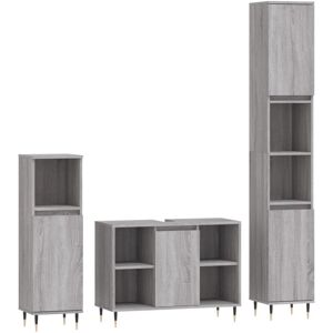 Vidaxl - 3 Piece Bathroom Furniture Set Grey Sonoma Engineered Wood Vidaxl - 3 Piece Bathroom Furniture Set Grey Sonoma Engineered Wood