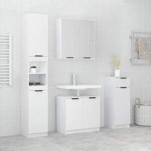 vidaXL Bathroom Cabinet Set White Engineered Wood Vanity Unit - Bathroom Cabinet Set vidaXL Bathroom Cabinet Set White Engineered Wood Vanity Unit - Bathroom Cabinet Set