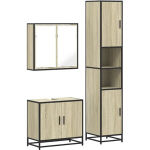 Vidaxl - 3 Piece Bathroom Furniture Set Sonoma Oak Engineered Wood Vidaxl - 3 Piece Bathroom Furniture Set Sonoma Oak Engineered Wood