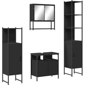 4 Piece Bathroom Furniture Set Black Engineered Wood Vidaxl 4 Piece Bathroom Furniture Set Black Engineered Wood Vidaxl