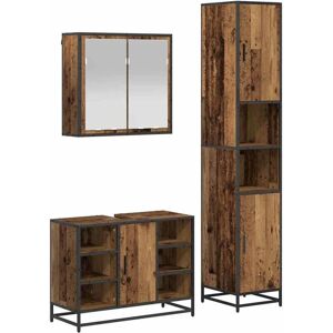 Bathroom Furniture Set with Door 3 pcs Old wood Engineered wood vidaXL Bathroom Furniture Set with Door 3 pcs Old wood Engineered wood vidaXL