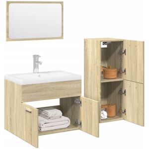4 Piece Bathroom Furniture Set Sonoma Oak Engineered Wood vidaXL 4 Piece Bathroom Furniture Set Sonoma Oak Engineered Wood vidaXL