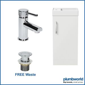 AQUARI 400mm White Gloss Bathroom Vanity Unit with Basin Sink Storage with Malmo Round Mixer Tap & Waste AQUARI 400mm White Gloss Bathroom Vanity Unit with Basin Sink Storage with Malmo Round Mixer Tap & Waste